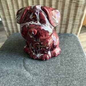Vintage Ceramic Dog Cookie Jar Treat Jar Splatter Lava Mod